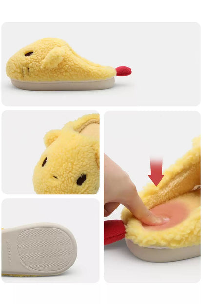 Winter Cute Yellow Chicken Slippers Aesthetic Warm Plush House Shoes