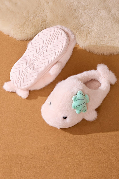Winter cute pink dolphin slippers aesthetic warm plush house shoes