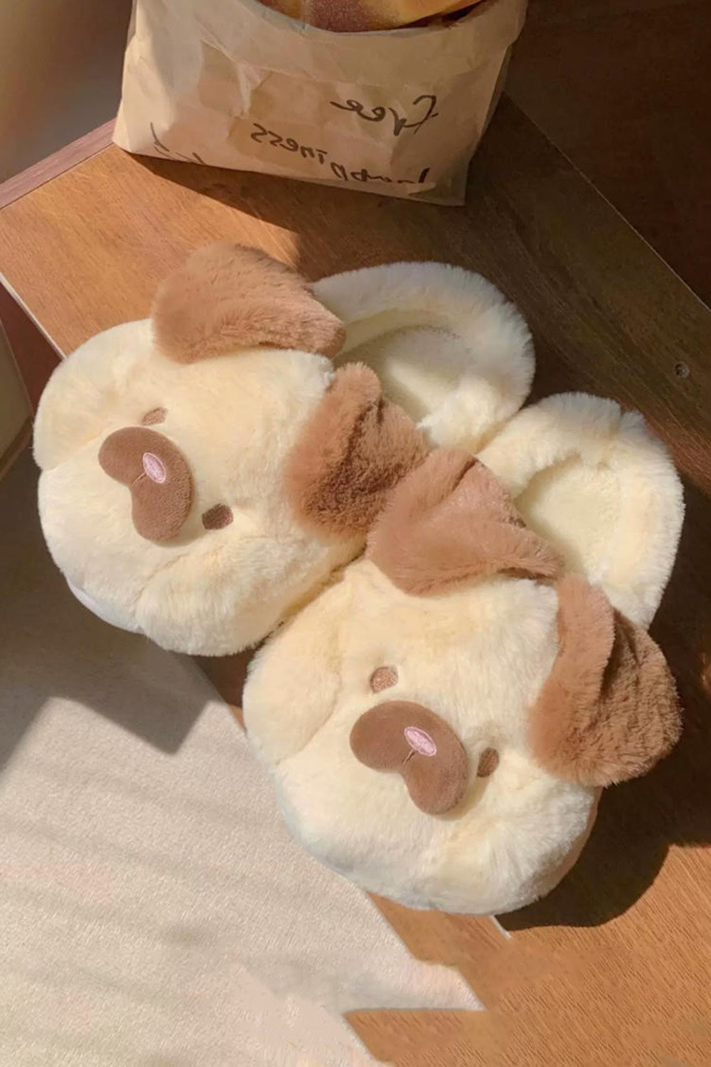 Winter cute yellow pug dog slippers aesthetic warm plush house shoes