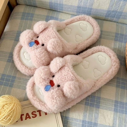 Pink all seasons plush snot pig slippers eva sole indoor shoes