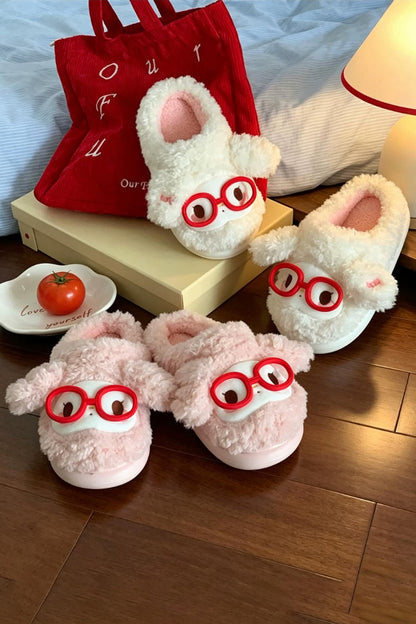 Winter Cute Pink Sheep Slippers Aesthetic Warm Plush House Shoes