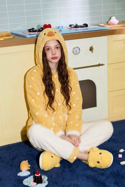 Winter Cute Yellow Chicken Slippers Aesthetic Warm Plush House Shoes