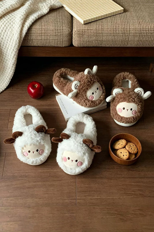 Dorable white curly sheep slippers aesthetic warm plush house shoes