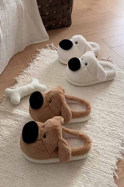 Winter Cute Big Nose Golden Retriever Dog Slippers Warm Plush House Shoes