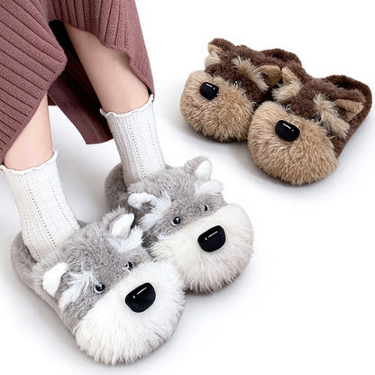 Winter Cute Husky Dog Slippers Aesthetic Warm Plush House Shoes