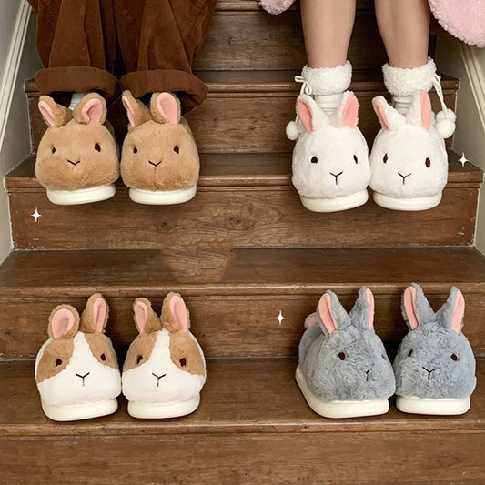 Animal winter cute closed back bunny slippers aesthetic plush house shoes