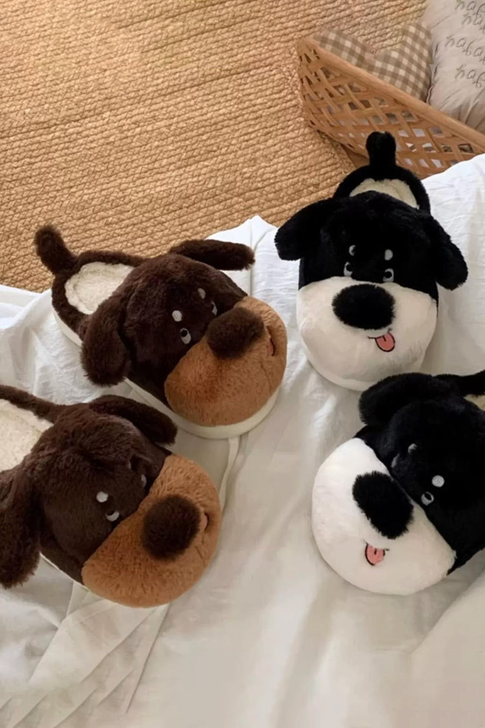 Winter Cute Dachshund Dog Slippers Aesthetic Warm Plush House Shoes