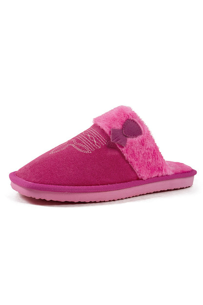 Winter cute rose red western cowboy slippers aesthetic warm plush house shoes